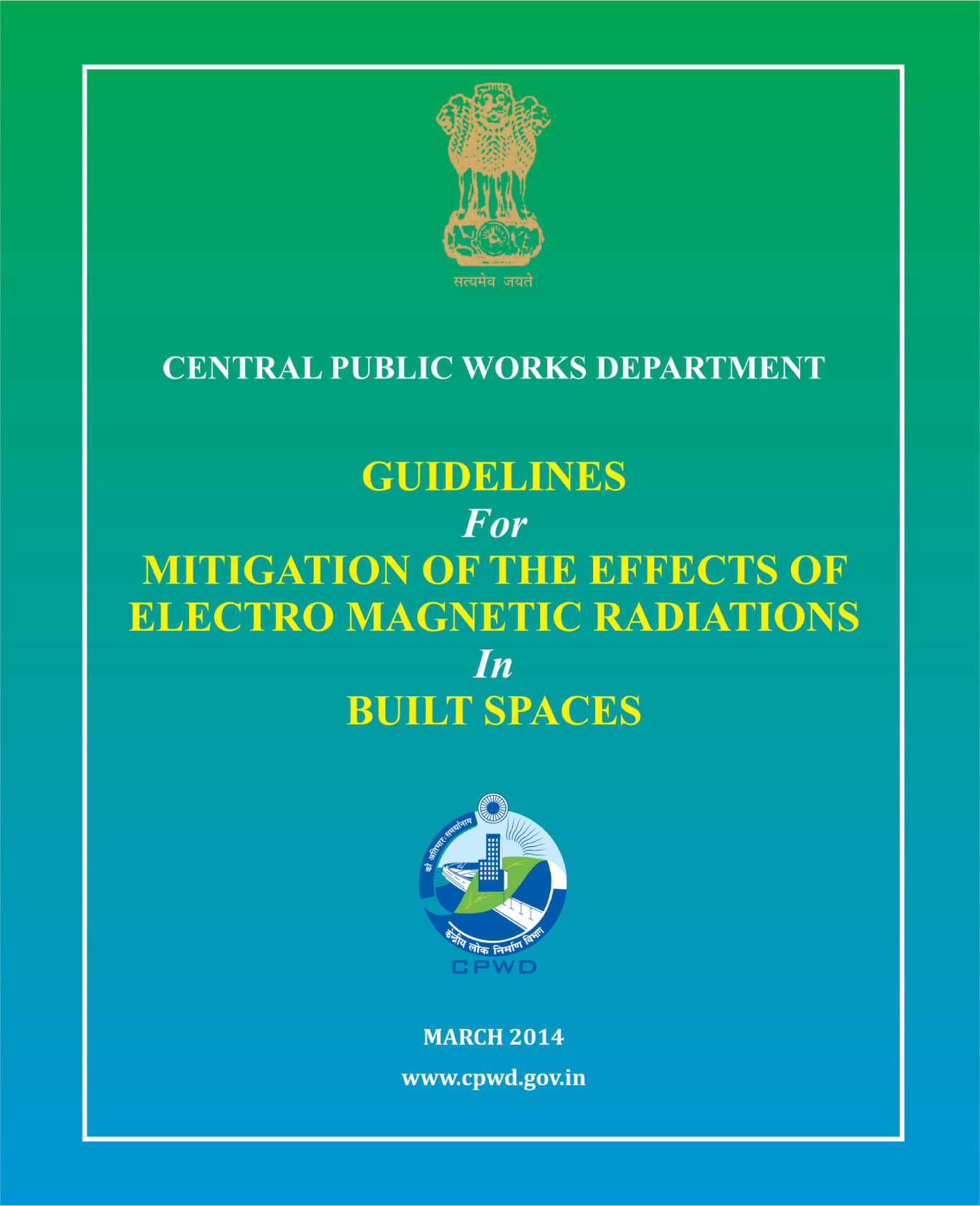 Cover of CPWD Guidelines for Mitigation of the Effects of Electro Magnetic Radiations in Built Spaces, March 2014.