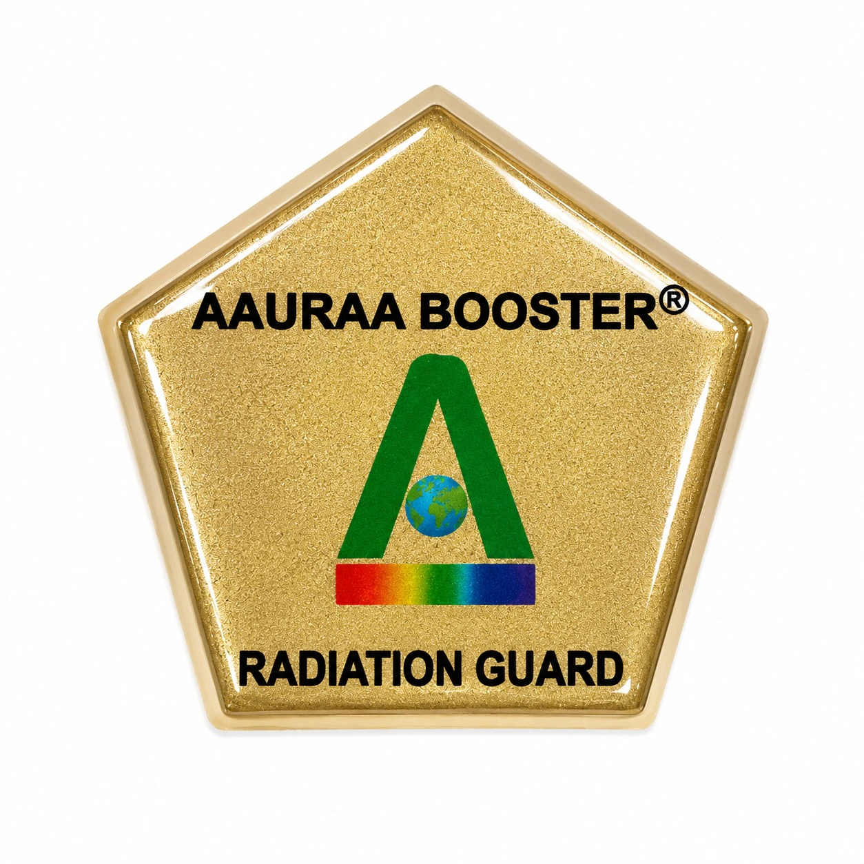 Gold pentagonal Aura Radiation Guard for household articles