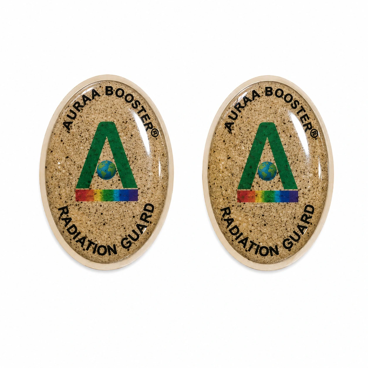 Pair of oval Aura Radiation Guards for lifestyle accessories