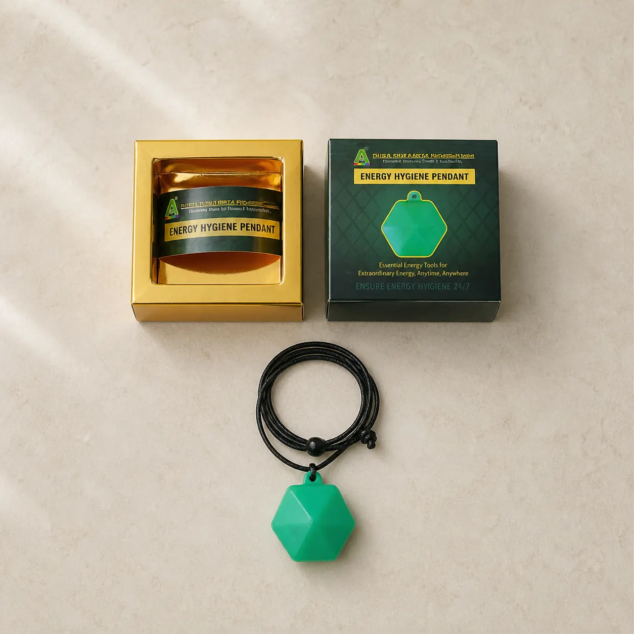 Energy Hygiene Pendant top-down composition reference